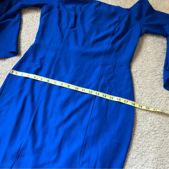 VENUS Womens Blue Dress Midi Off Shoulder Ruffle Sleeve Square Neckline Cocktail - Picture 16 of 16